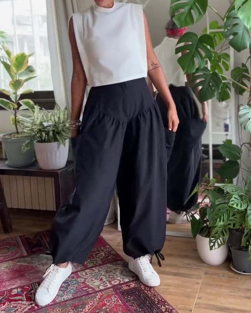 Spodnie Wysoki Stan Luźny Wygodny