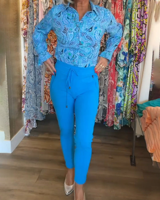 Wakacyjna koszula z długim rękawem i nadrukiem