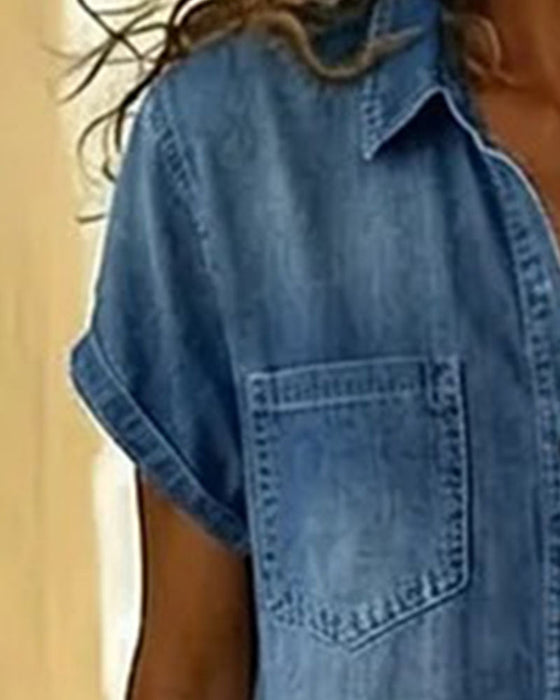Kombinezon Krótki Rękaw Denim
