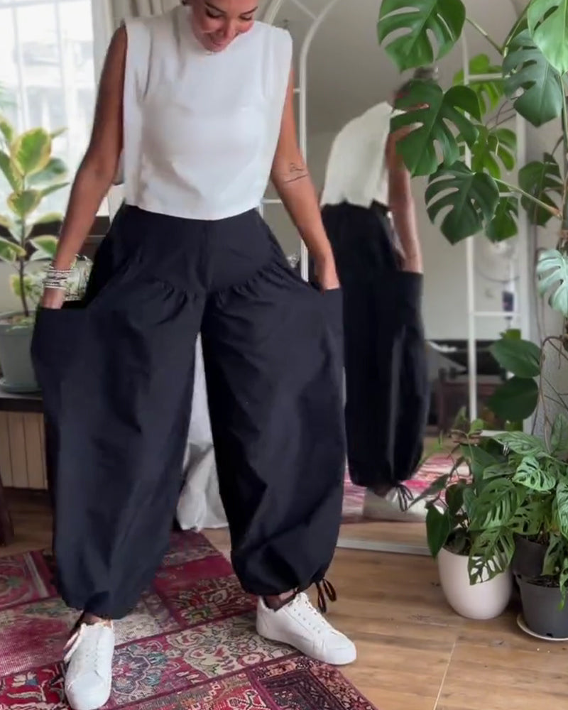 Spodnie Wysoki Stan Luźny Wygodny