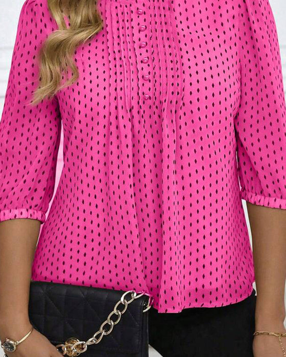 Bluzka Ruffle Wykończenie Luźny Polka Dot