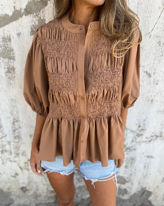 Bluzka Casual Moda Krótki Rękaw Jednolity Kolor