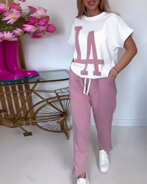 Ustaw Casual Letter Print Sports