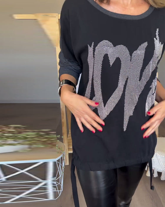 Bluzka z długim rękawem i okrągłym dekoltem