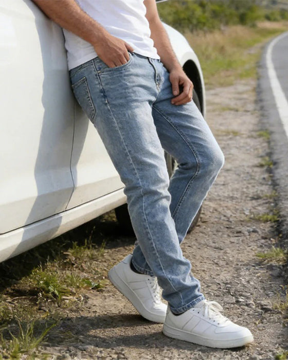 Jeans Męskie Casual Gładki