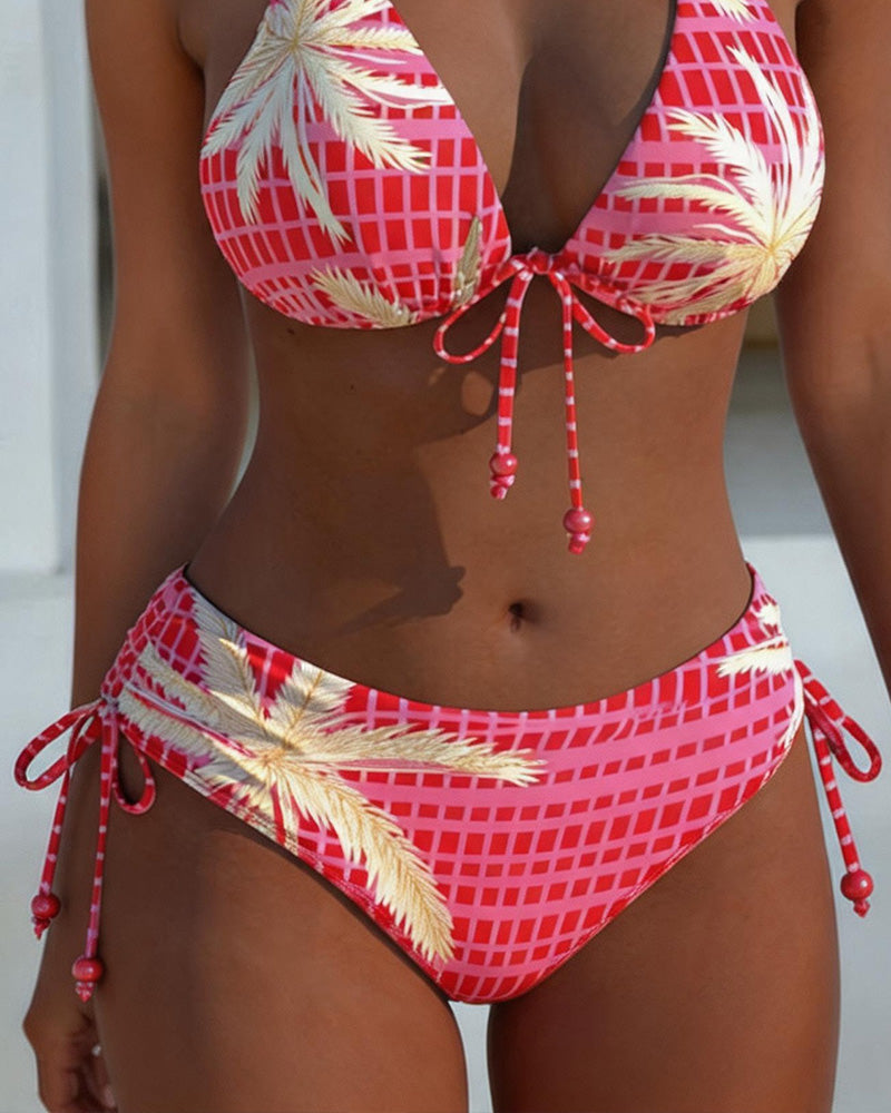 Bikinis Wiązać Nadruk Halter
