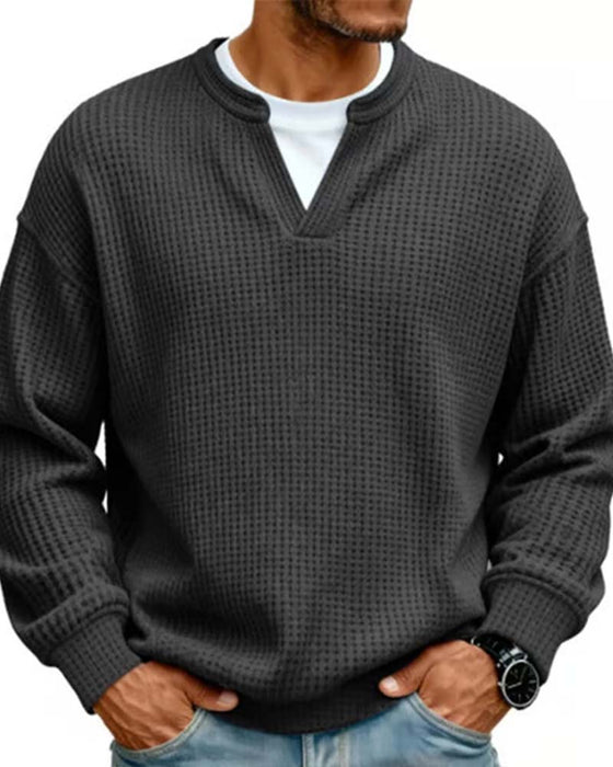 Sweatshirt Męski Okrągły Dekolt Sztuczna Warstwowość