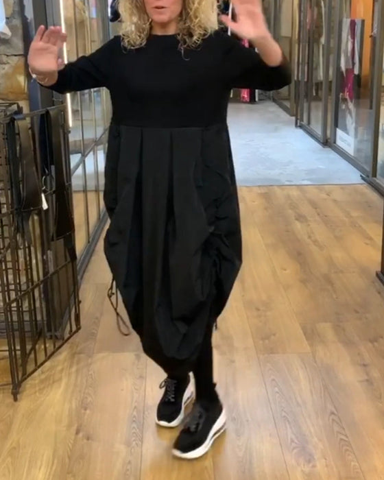 Patchworkowa sukienka na co dzień ze sznurkiem