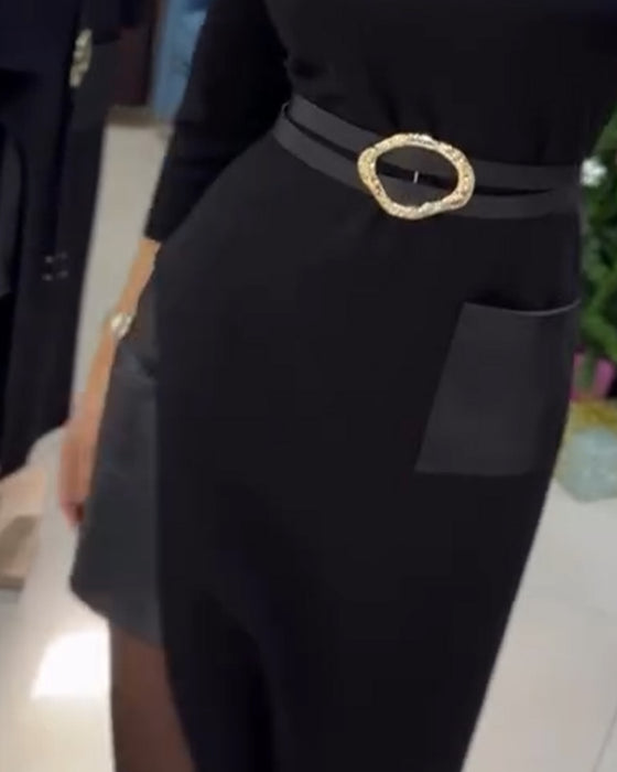 Spódnica Elegancka Dopasowana Bodycon Rozcięcie