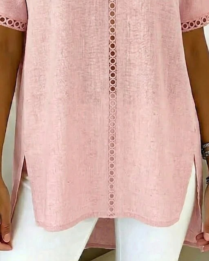 Top Wydrążony Z Dekoltem W Szyję Bawełna Len