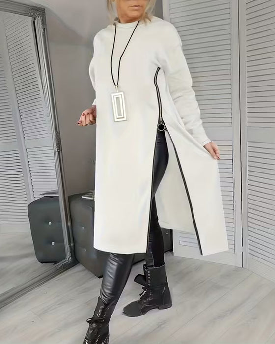 Sukienka Stylowa Duża Kieszeń Design Z Zamkiem