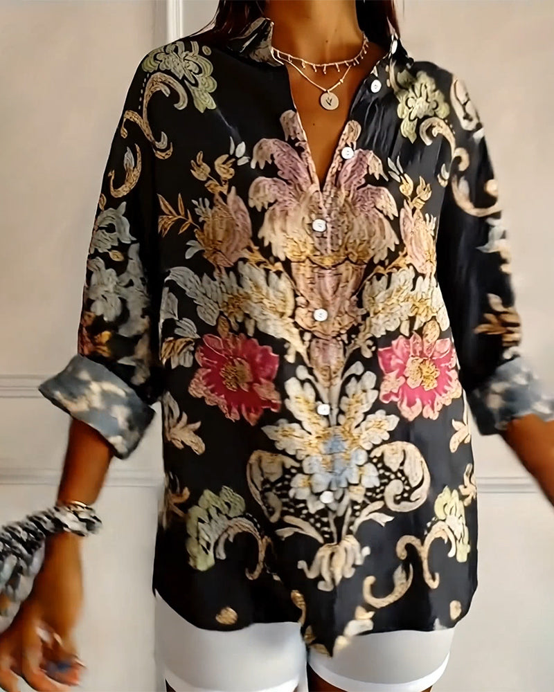 Koszula Kołnierzyk Drukowana Zapięcie Na Guziki