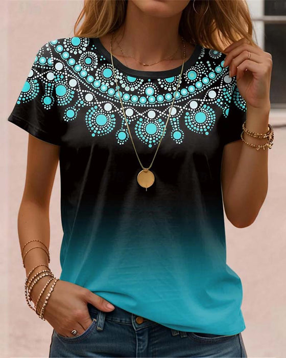 Bluzka z gradientowym nadrukiem o swobodnym stylu