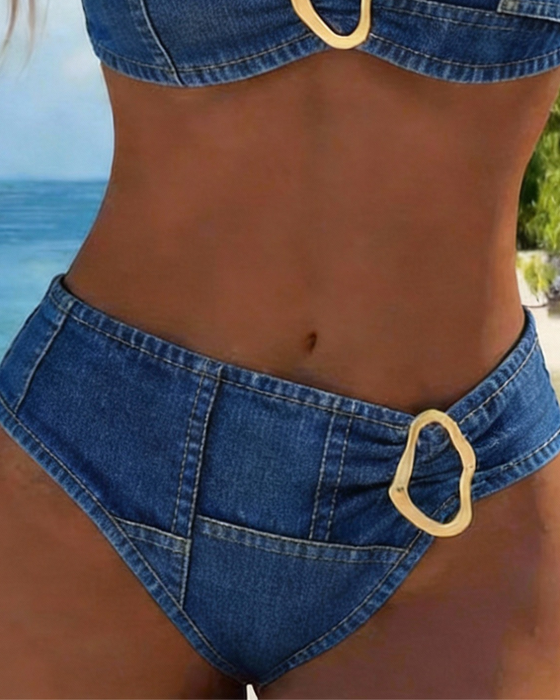 Bikini Podwiązka Metalowa Klamra Dwuczęściowy