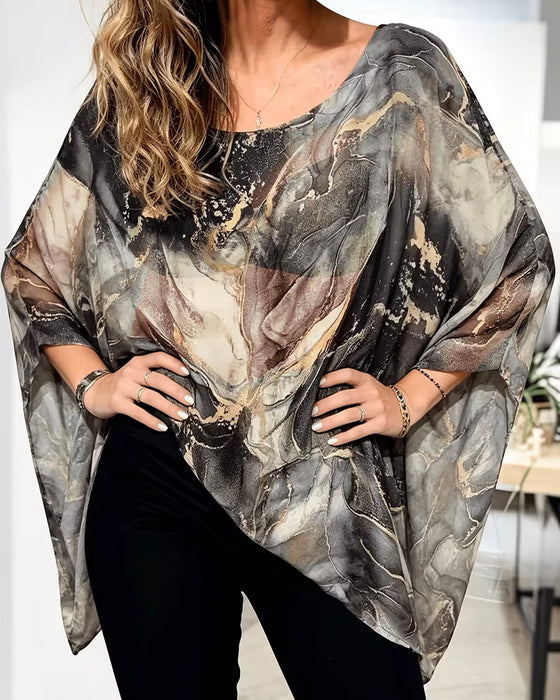Bluza Rękaw Nietoperza Tie-Dye Luźny