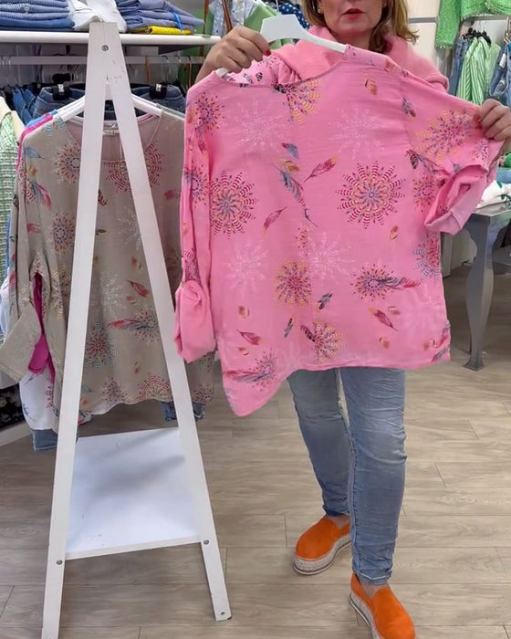 T-Shirt Długi Rękaw Drukowany