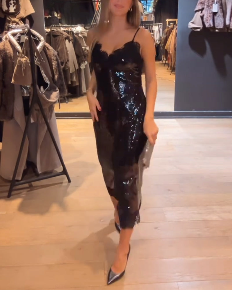 Wyrafinowana Wieczorowa Sukienka Na Cienkich Ramiączkach