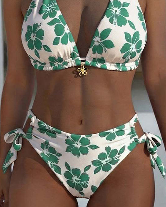 Bikini Hibiskus Druk Halter