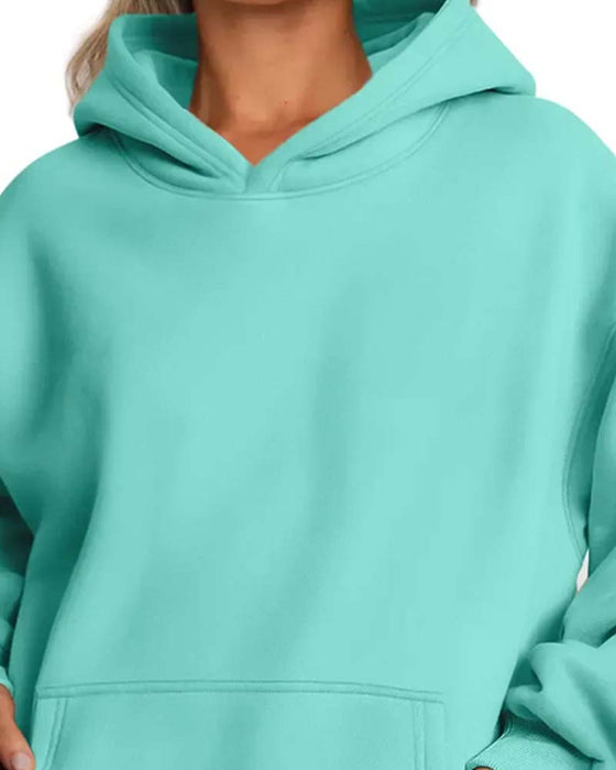 Hoodie Jednolity Kolor Długi Rękaw Swobodny