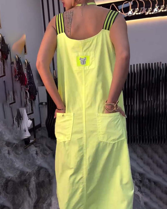 Sukienka Splicowana Zawieszenie Luźna