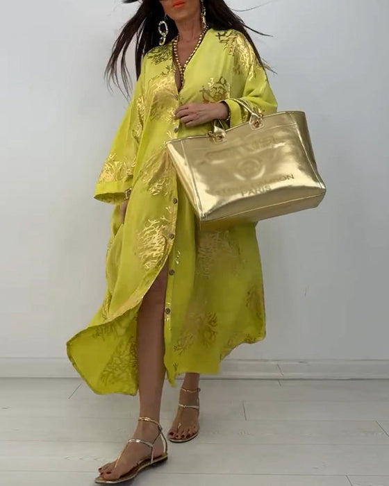 Sukienka z długim rękawem zapinana na guziki