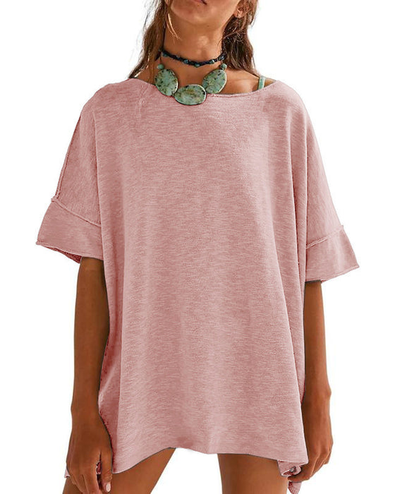T-Shirt Jednokolorowy Patchwork Półrękaw