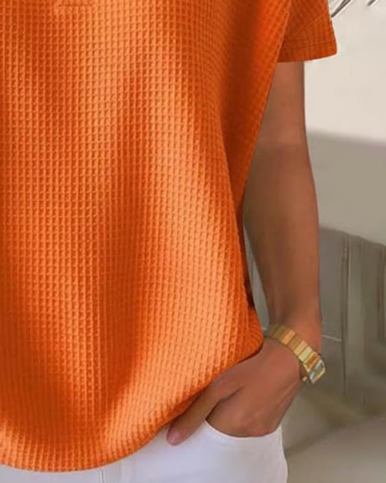 T-shirt Zapinany Dekolt V Casual