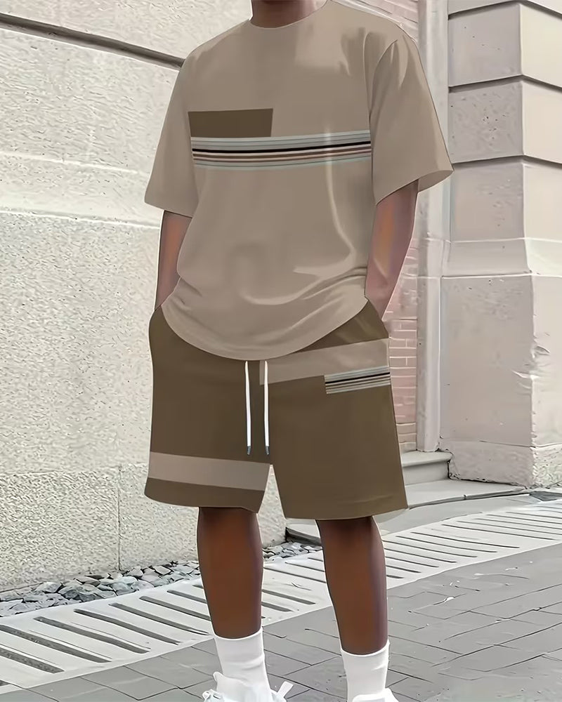 Zestaw W Paski Codzienny Krótki Rękaw