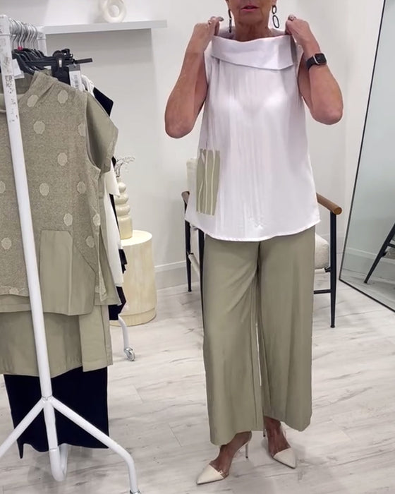 Garnitur Bez Rękawów Szeroki Kołnierz Modny