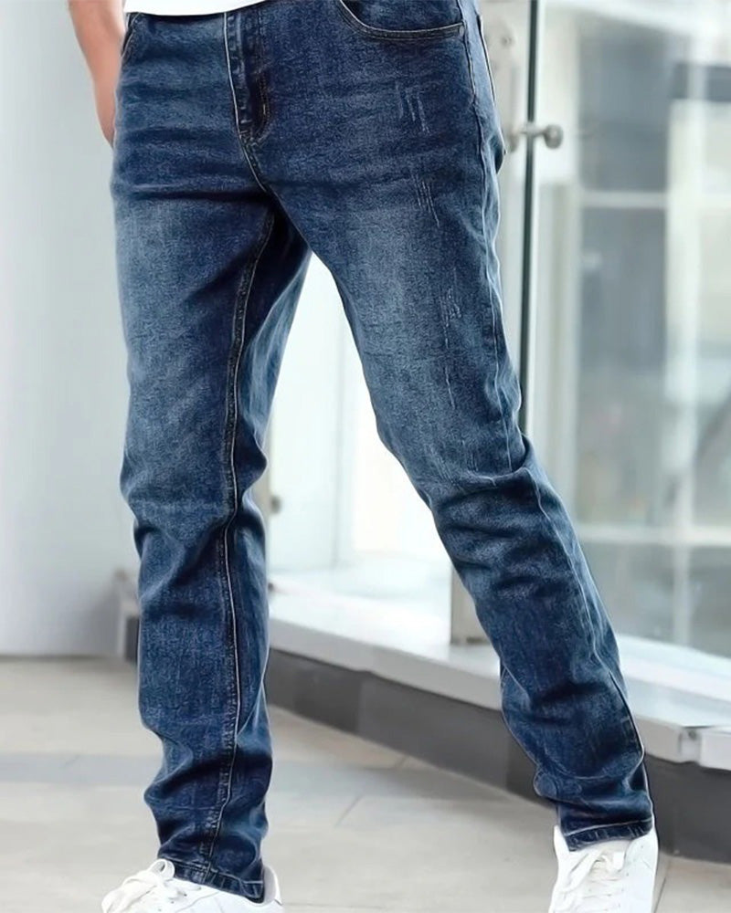 Jeans Męskie Casual Gładki