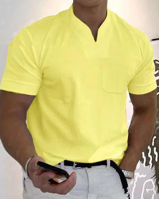 Sportowa koszulka z krótkim rękawem i dekoltem w serek