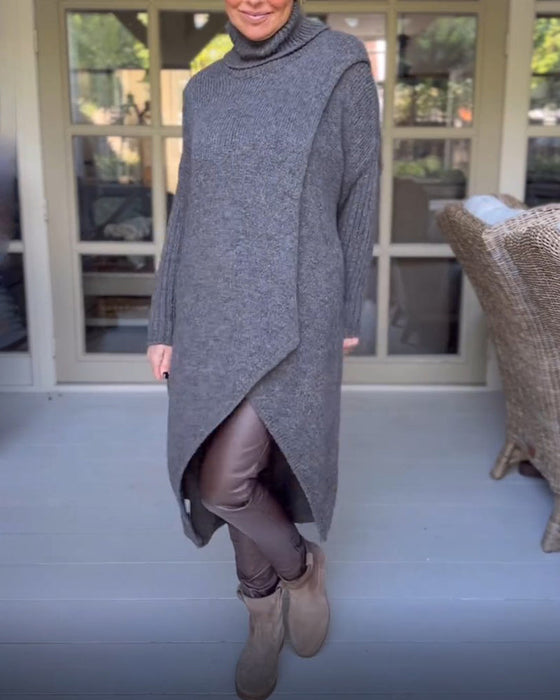 Długi kardigan z zabudowanym dekoltem