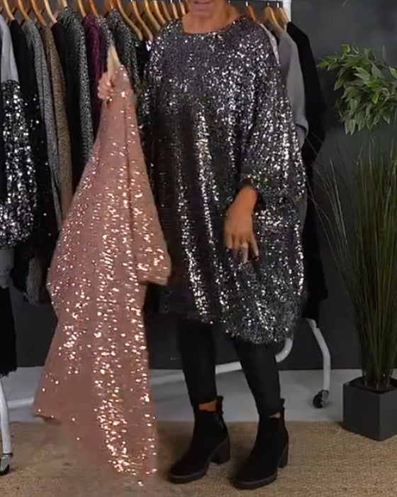 Wakacyjna luźna sukienka z cekinami