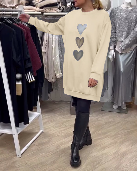 Sukienka Shift Wzór Serce Casual