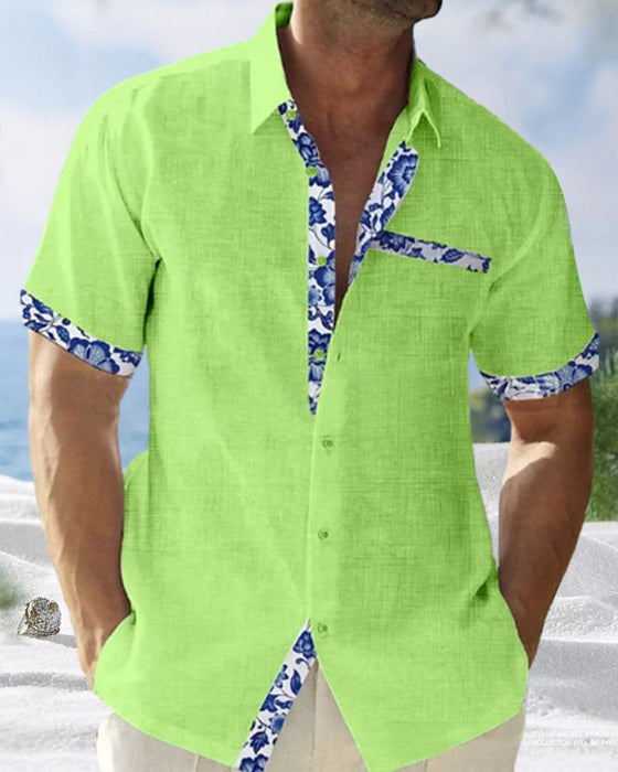 Koszula z krótkim rękawem z bawełny i lnu