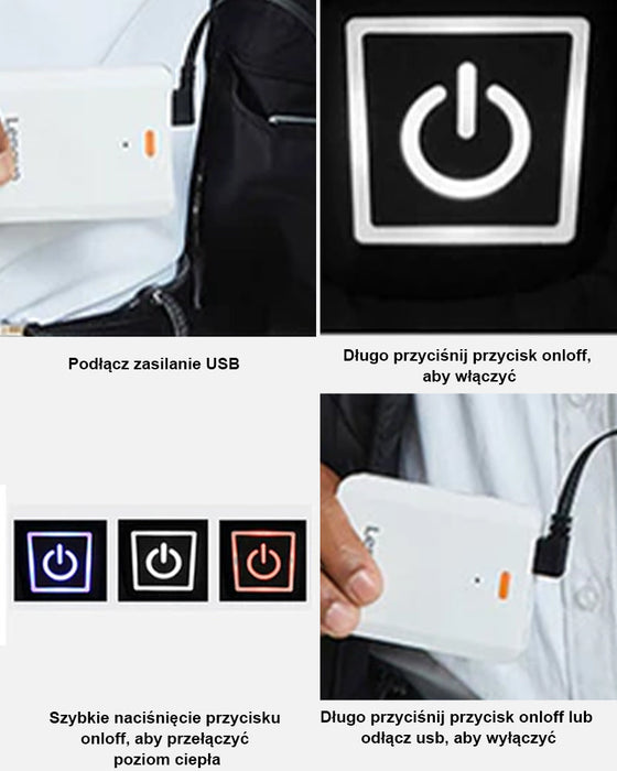 Kamizelka termostatyczna z ogrzewaniem elektrycznym ze stójką