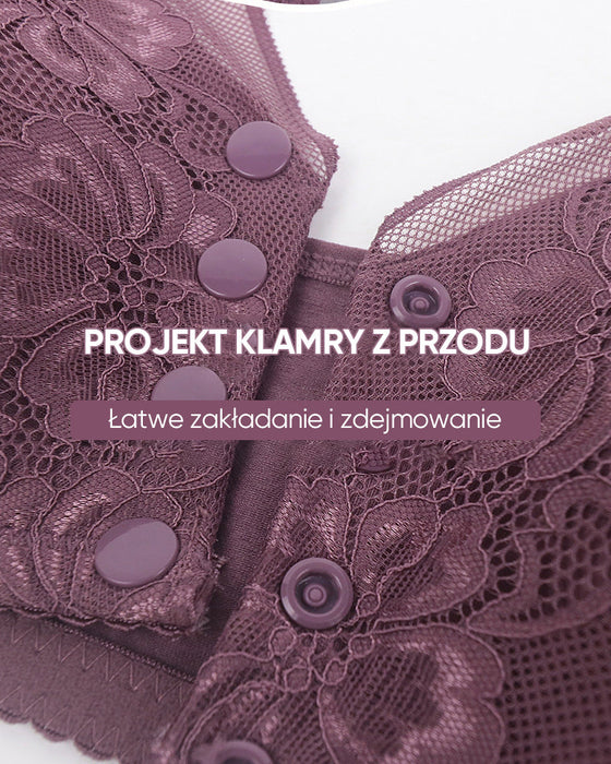 Koronkowy biustonosz z klamra z przodu