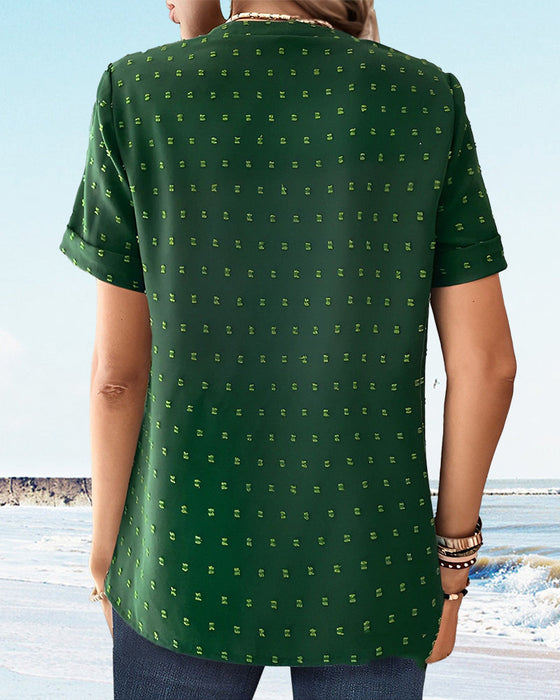 Koszulka z dekoltem w serek i guzikami