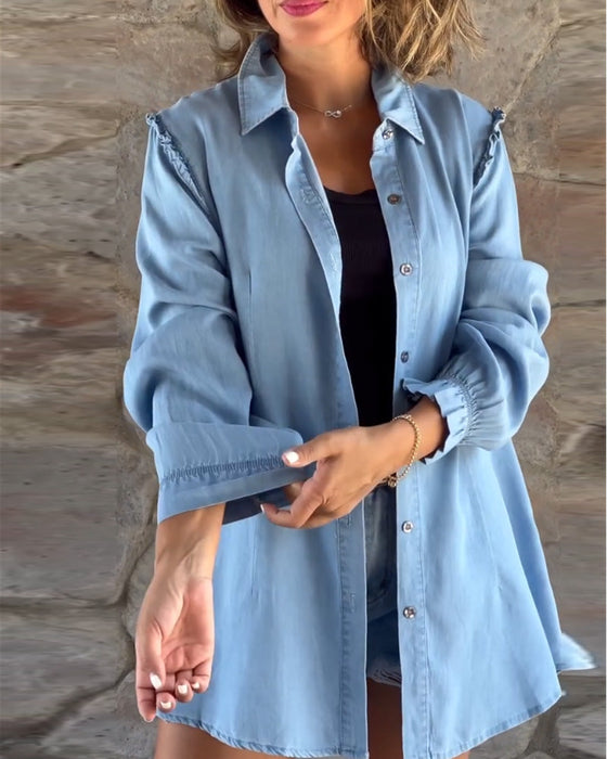 Koszula z długim rękawem w jednolitym kolorze