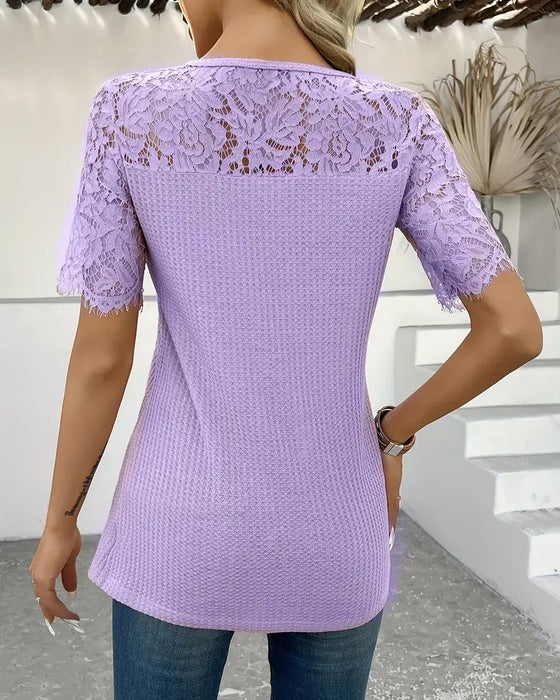 T-Shirt Koronka Panel Dziany