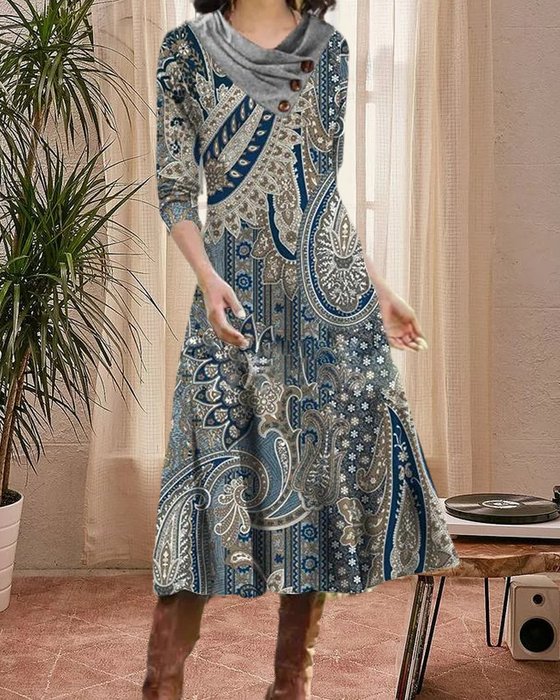 Sukienka midi z nadrukiem paisley