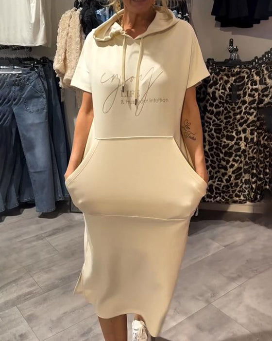 Sukienka Z Kapturem Casual Sznurek