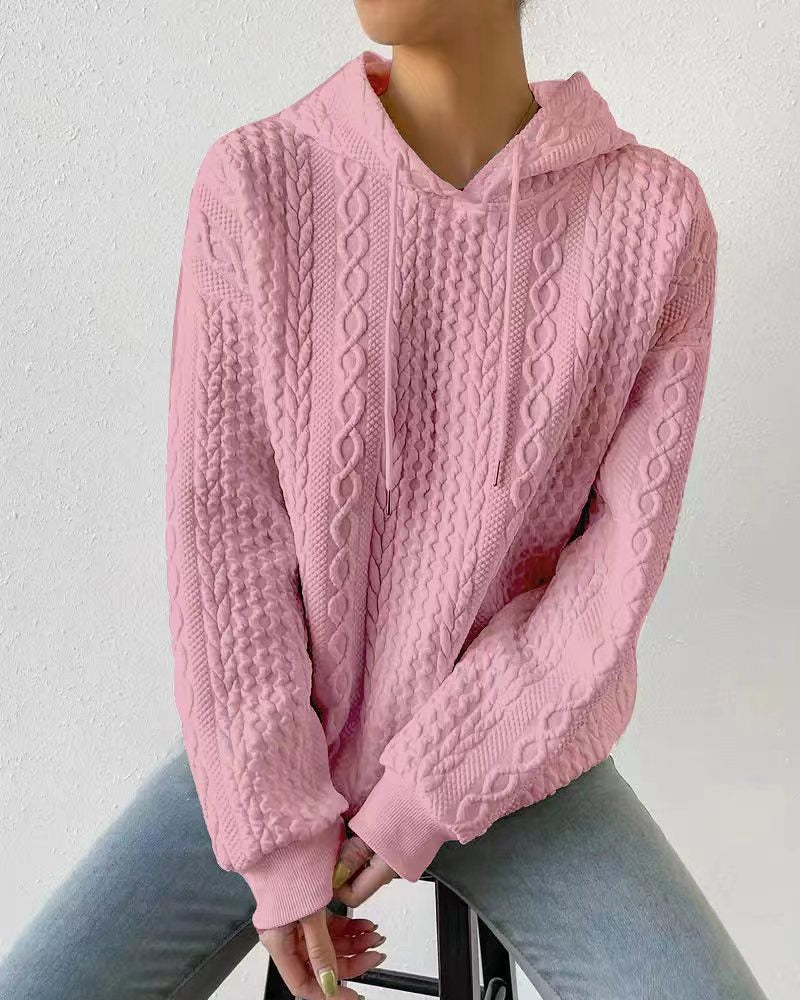Swobodna bluza z kapturem w jednolitym kolorze