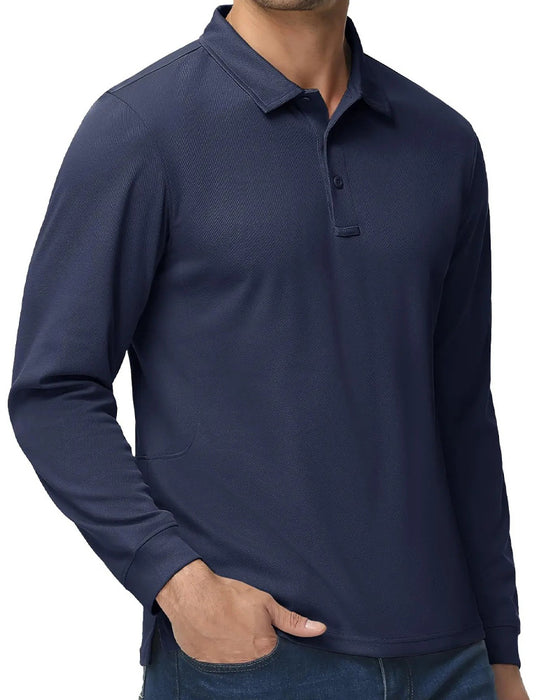 T-Shirt Kołnierz Polo Długi Rękaw Swobodny