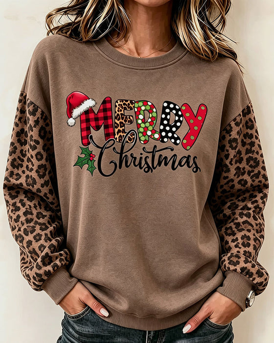 Bluza Z Kapturem Okrągły Dekolt Print Lampart