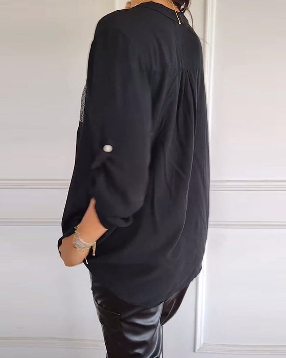 Cekinowa luźna swobodna bluzka