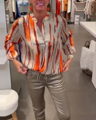 Bluzka z długim rękawem i nadrukiem w paski