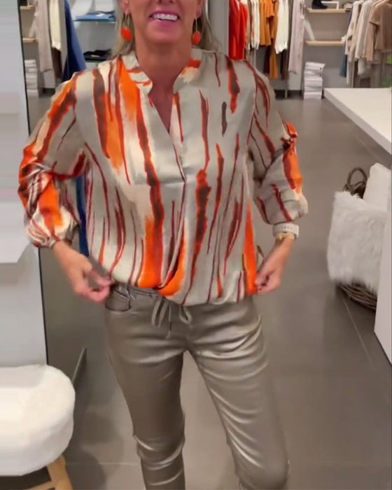 Bluzka z długim rękawem i nadrukiem w paski