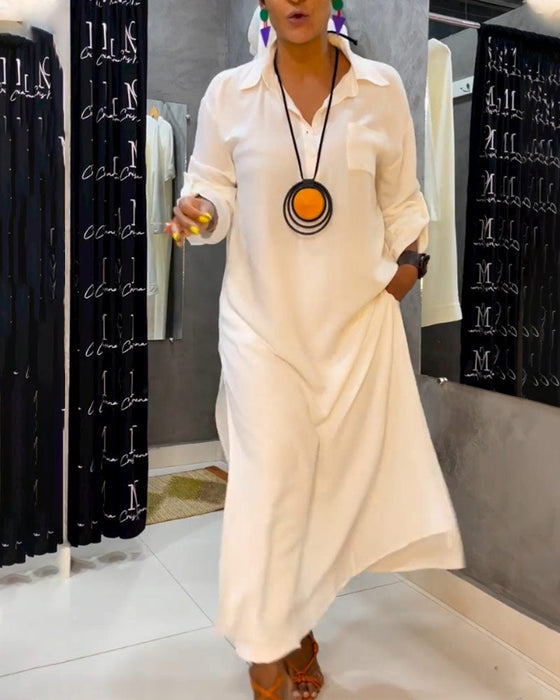 Sukienka z kieszeniami w jednolitym kolorze