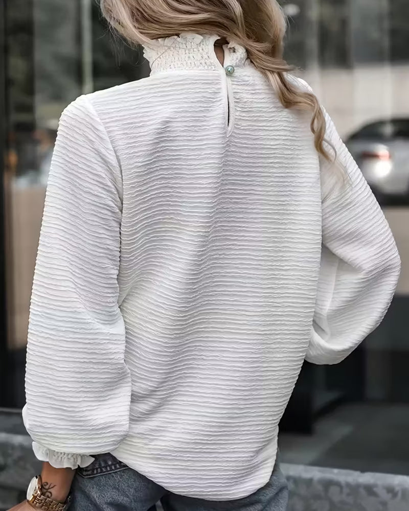 Koszula Jednokolorowa Teksturowana Falbana